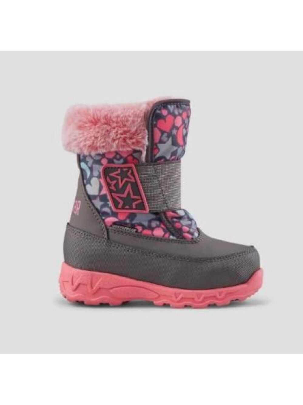 Size 9 Toddler Cougar Kids' Star Patterned Pink and Gray Boots